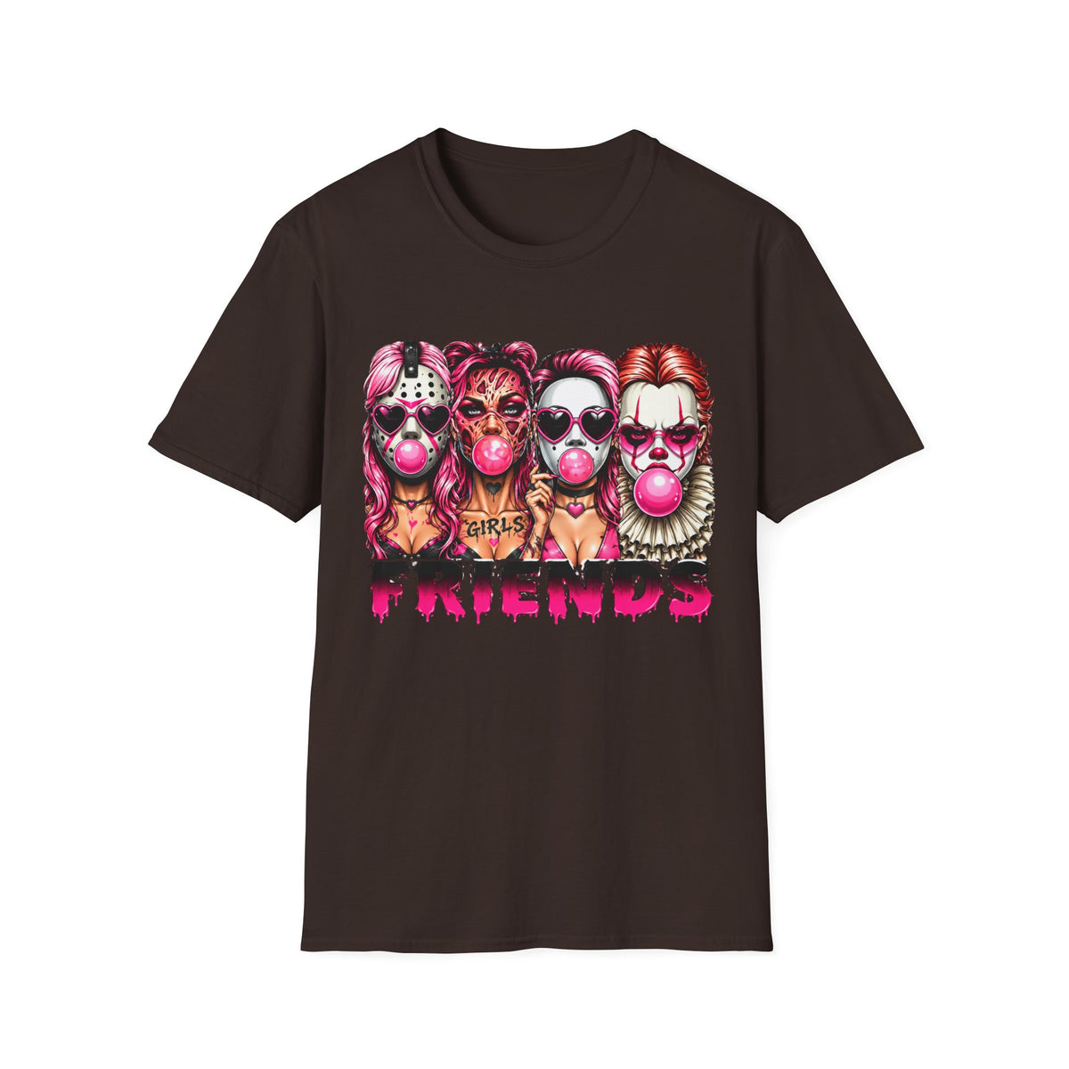 Friends Horror  Graphic T-Shirt – Colorful Retro Character Design