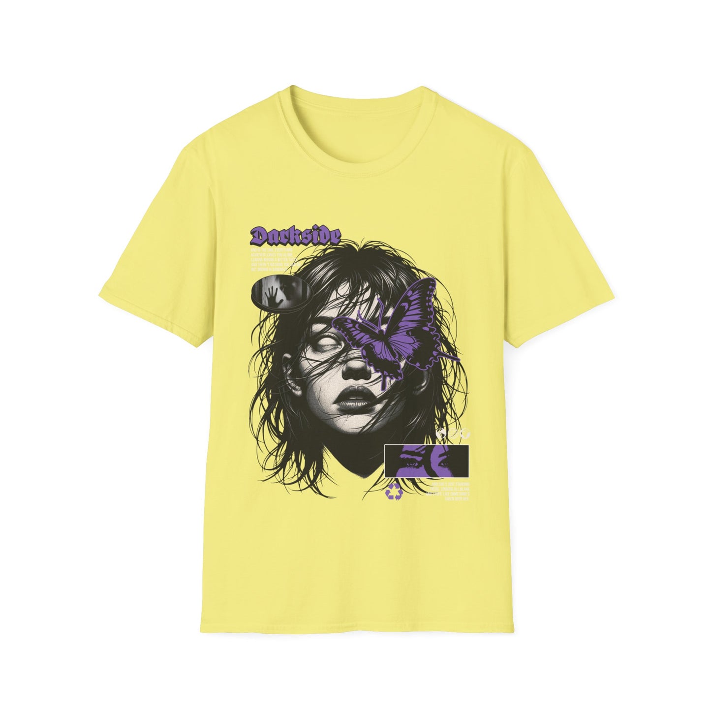 Graphic Tee - Moody Portrait with Purple Butterfly Accent