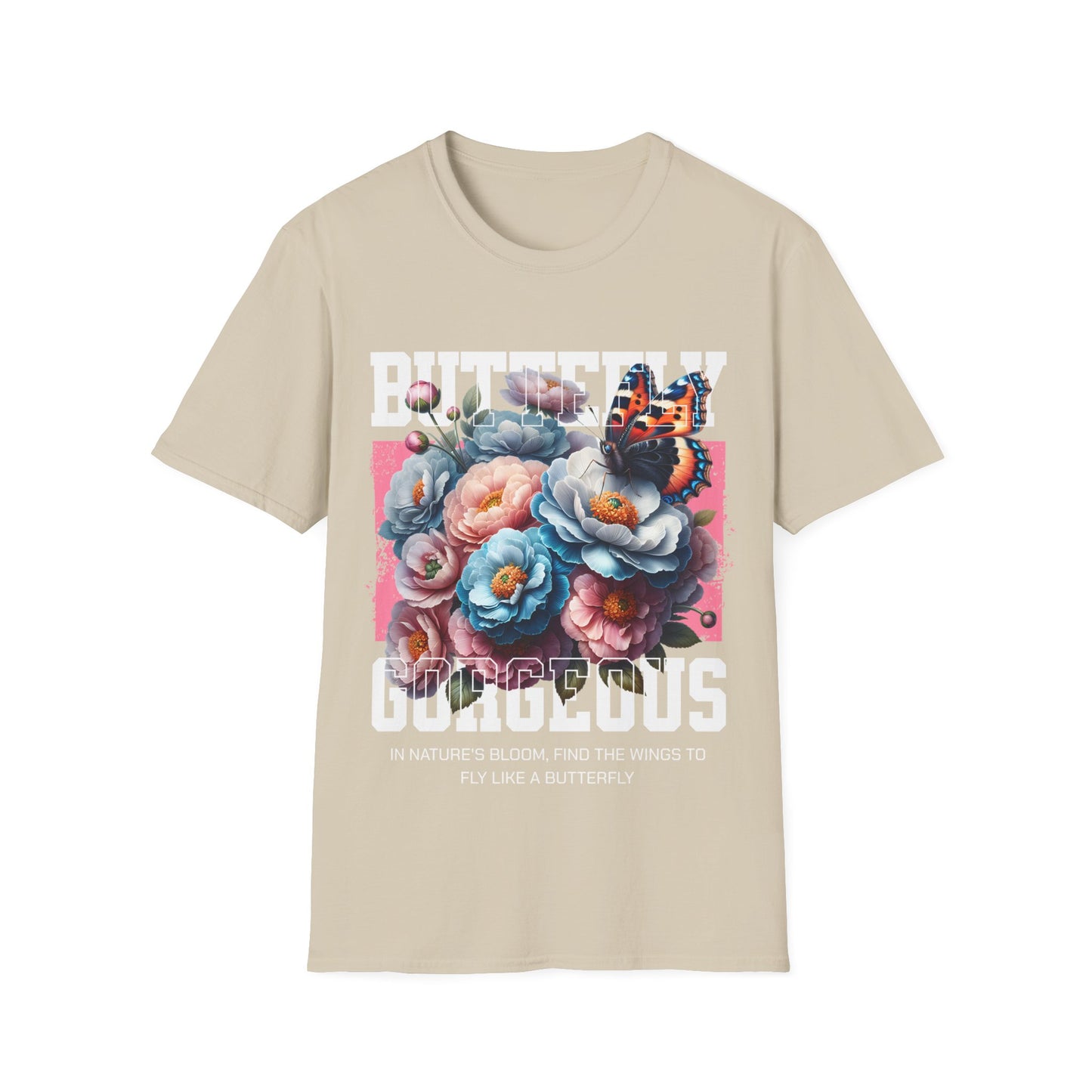 Butterfly Gorgeous Floral T-Shirt — Vintage Rose & Monarch Graphic Tee