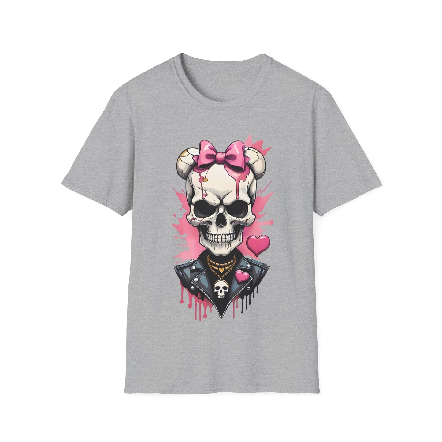 Skull Girl Graphic T-Shirt — Pink Bow Punk Skull Tee