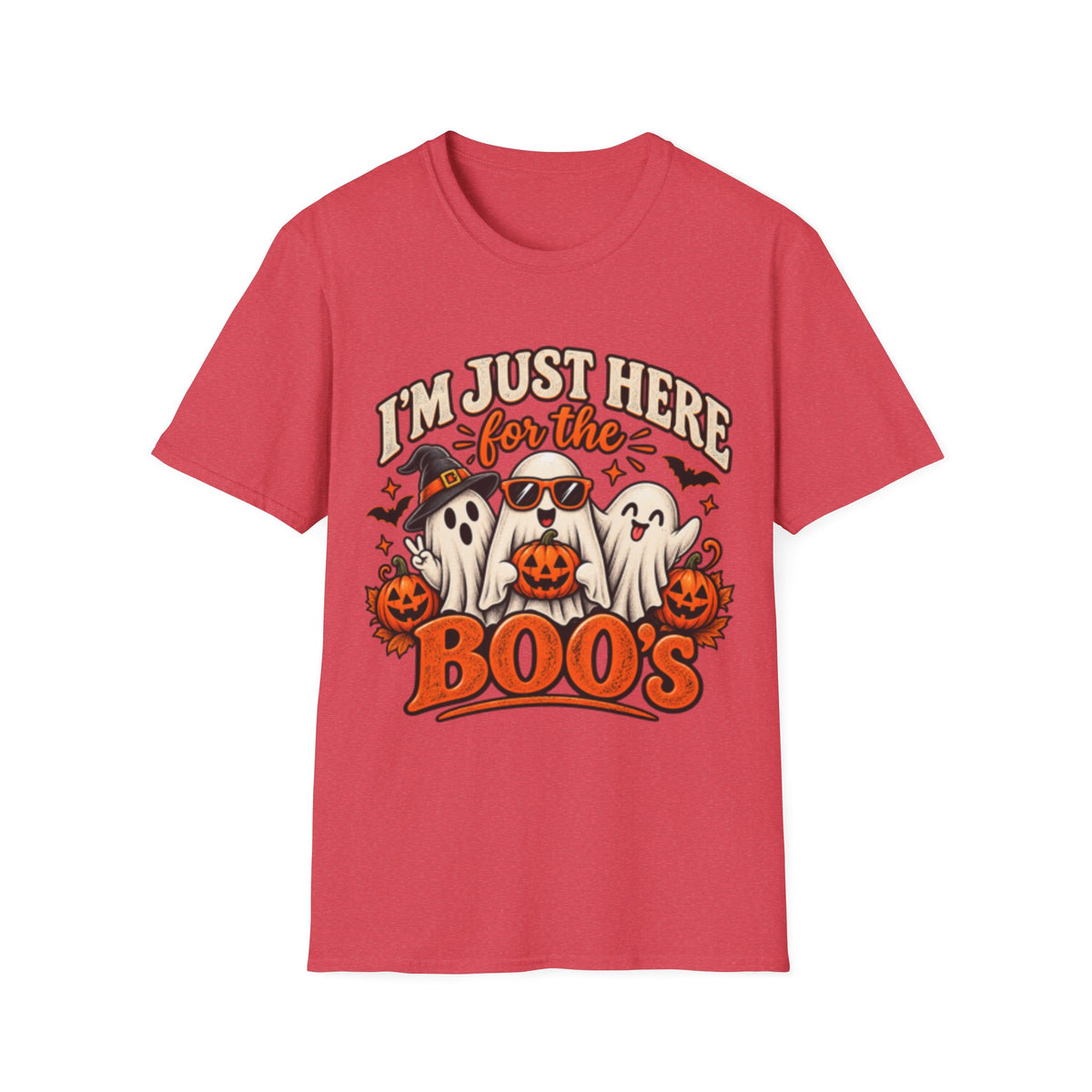 Halloween T-Shirt — "I'm Just Here for the Boos" Cute Ghosts Pumpkin Tee