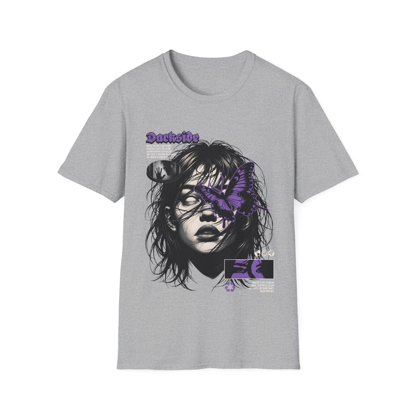 Graphic Tee - Moody Portrait with Purple Butterfly Accent