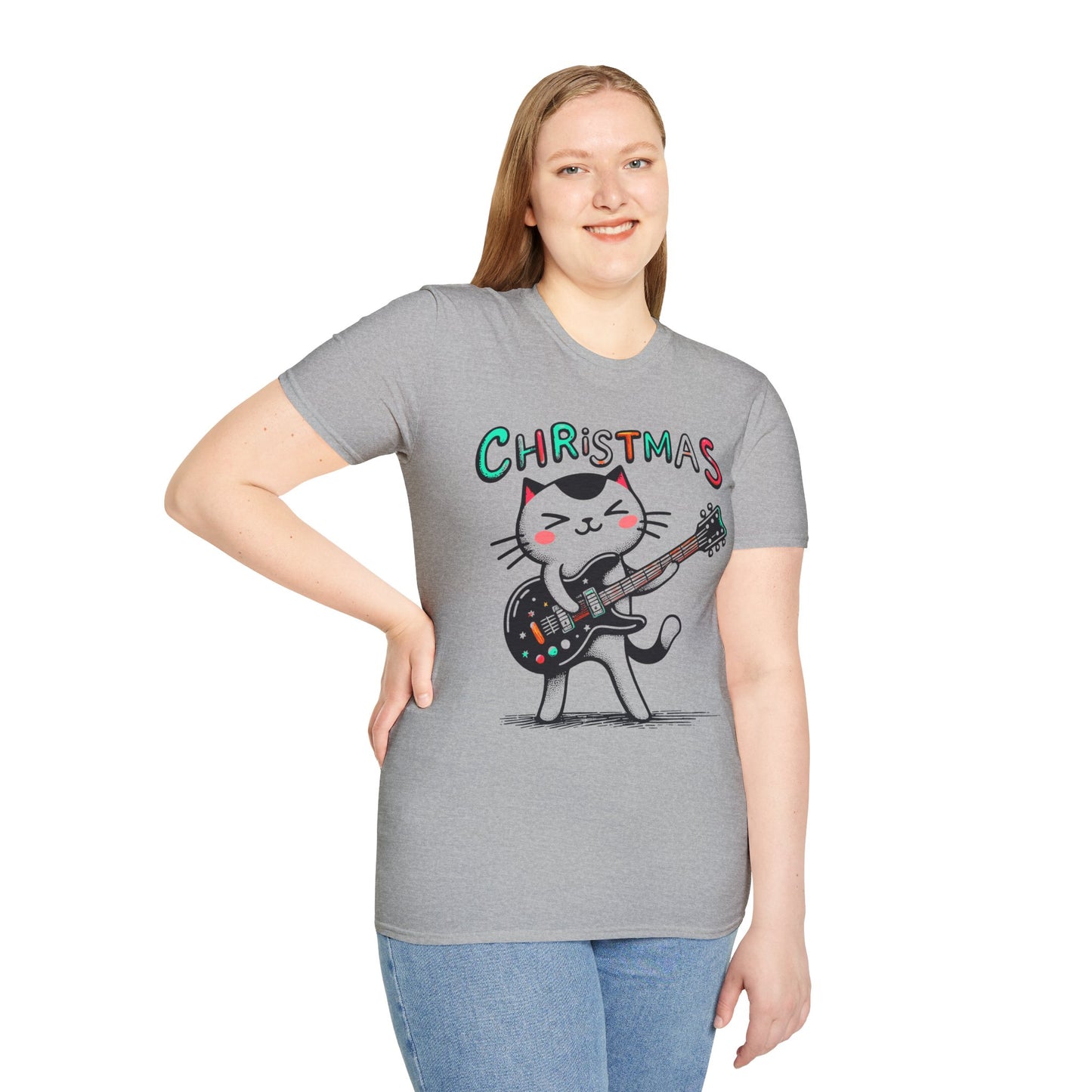 Rockin' Christmas Cat Guitar Groove Unisex Tee