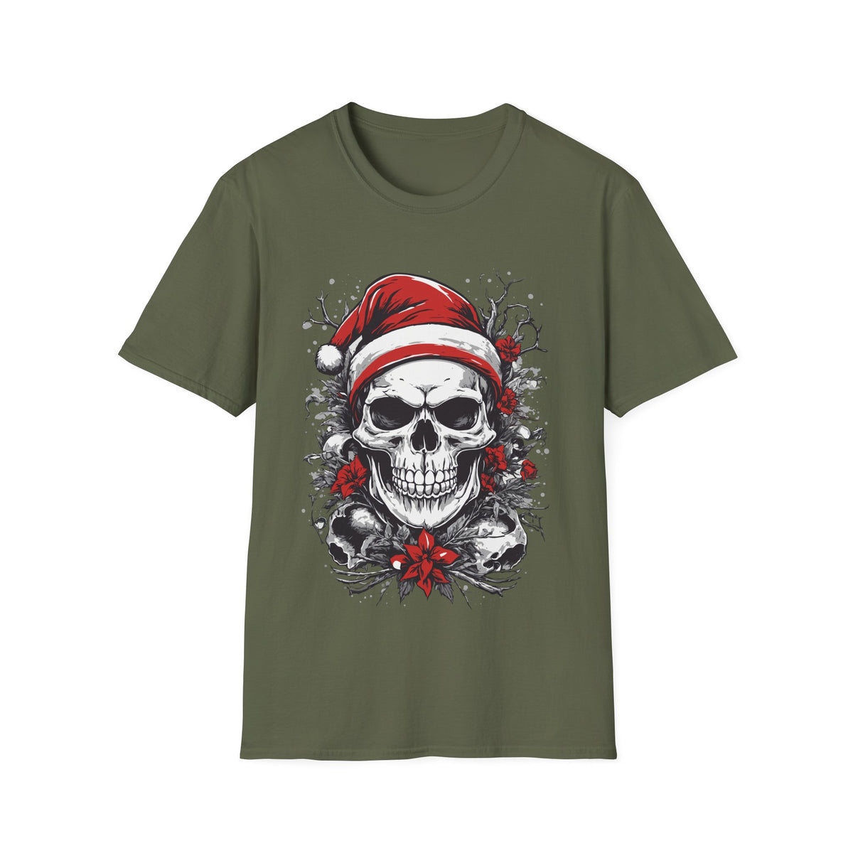 Skull Santa T-Shirt — Gothic Christmas Holiday Tee