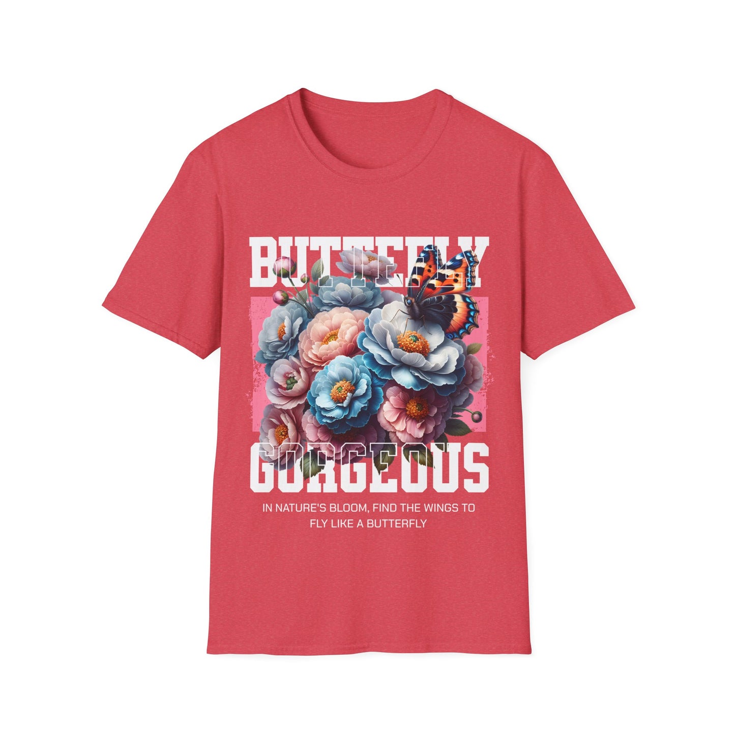 Butterfly Gorgeous Floral T-Shirt — Vintage Rose & Monarch Graphic Tee