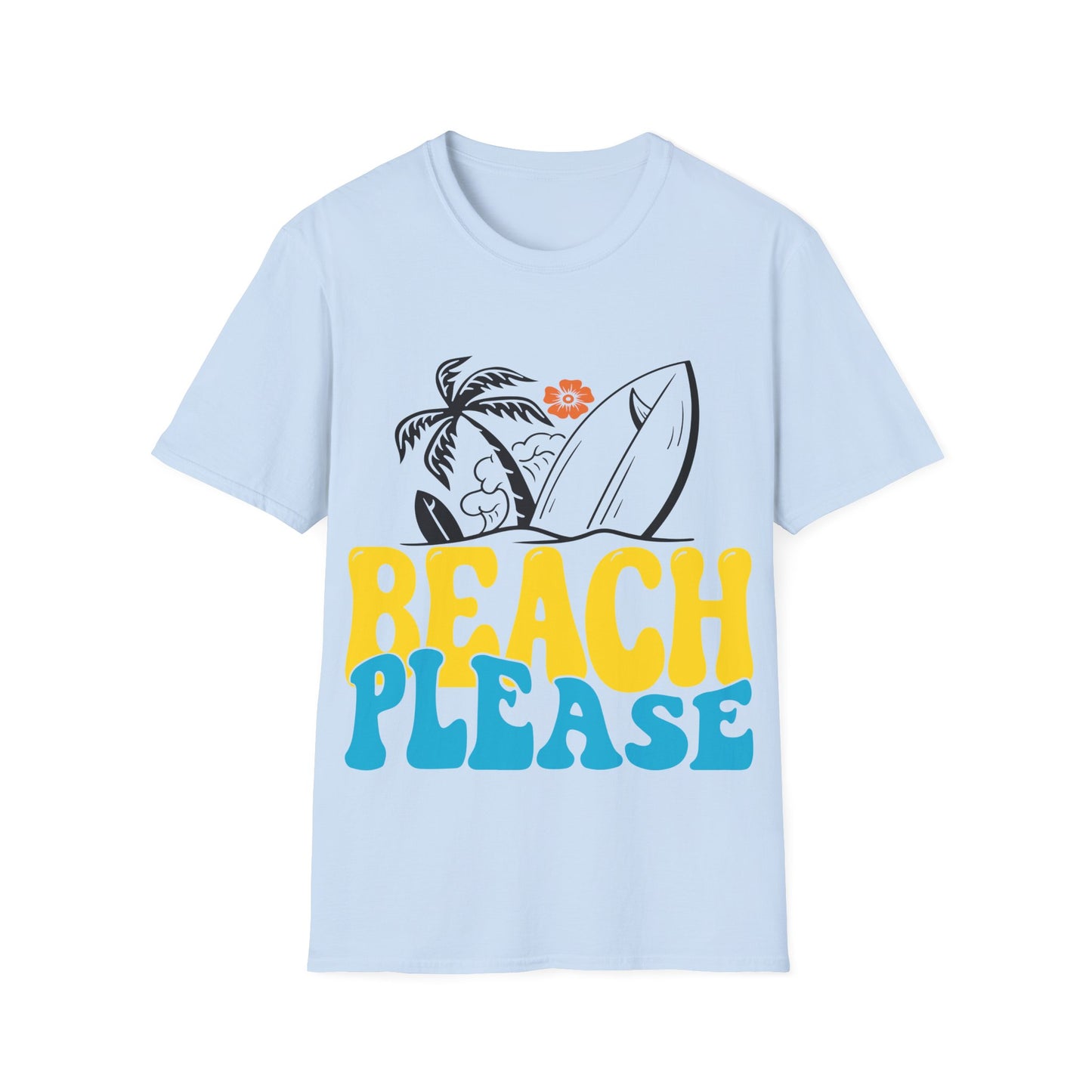 Beach Please T-Shirt – Retro Surf Palm Tree Tee