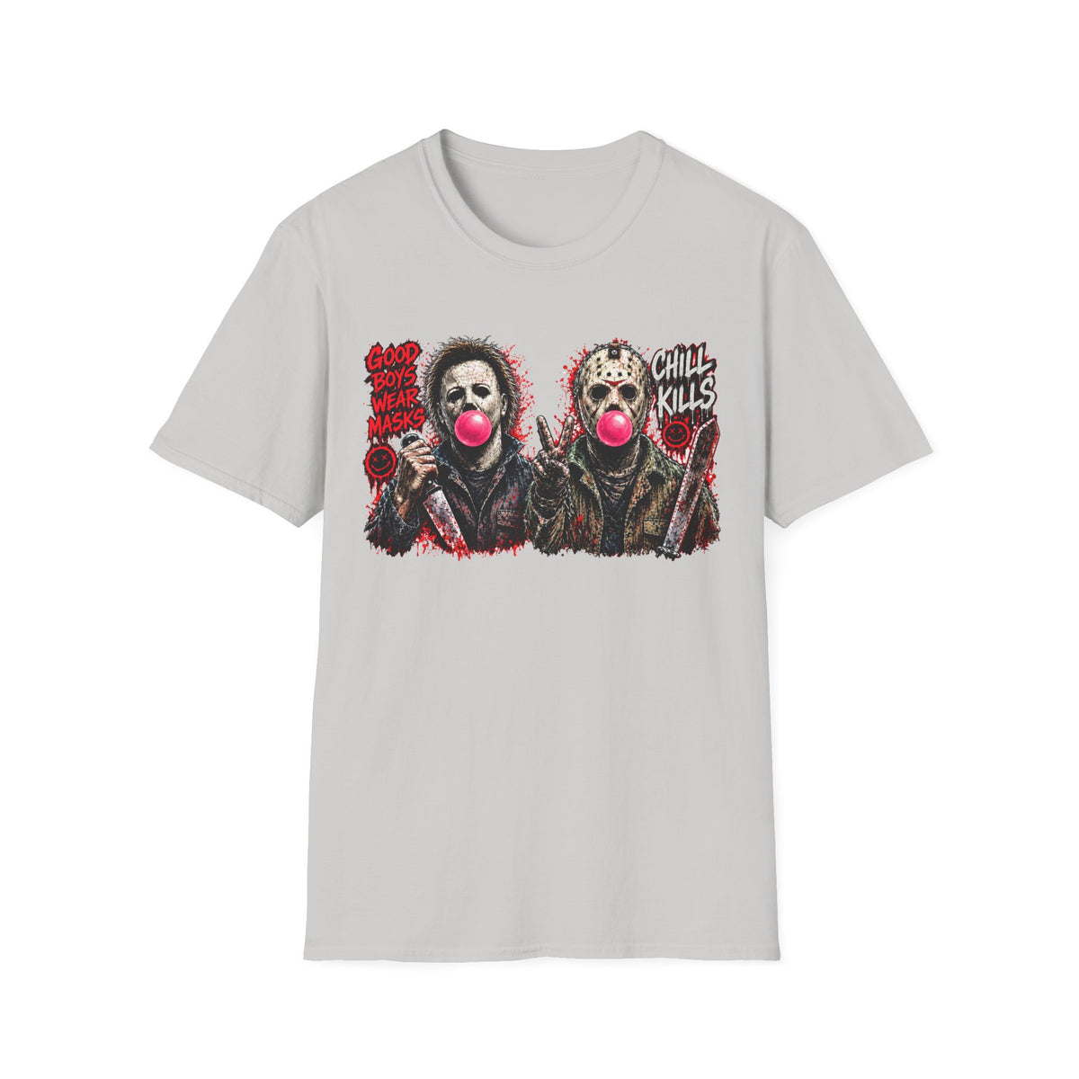 Masked Duo Horror Graphic T-Shirt