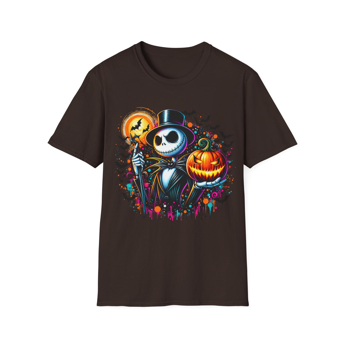 Halloween Jack Skellington T-Shirt — Pumpkin & Bats Spooky Tee