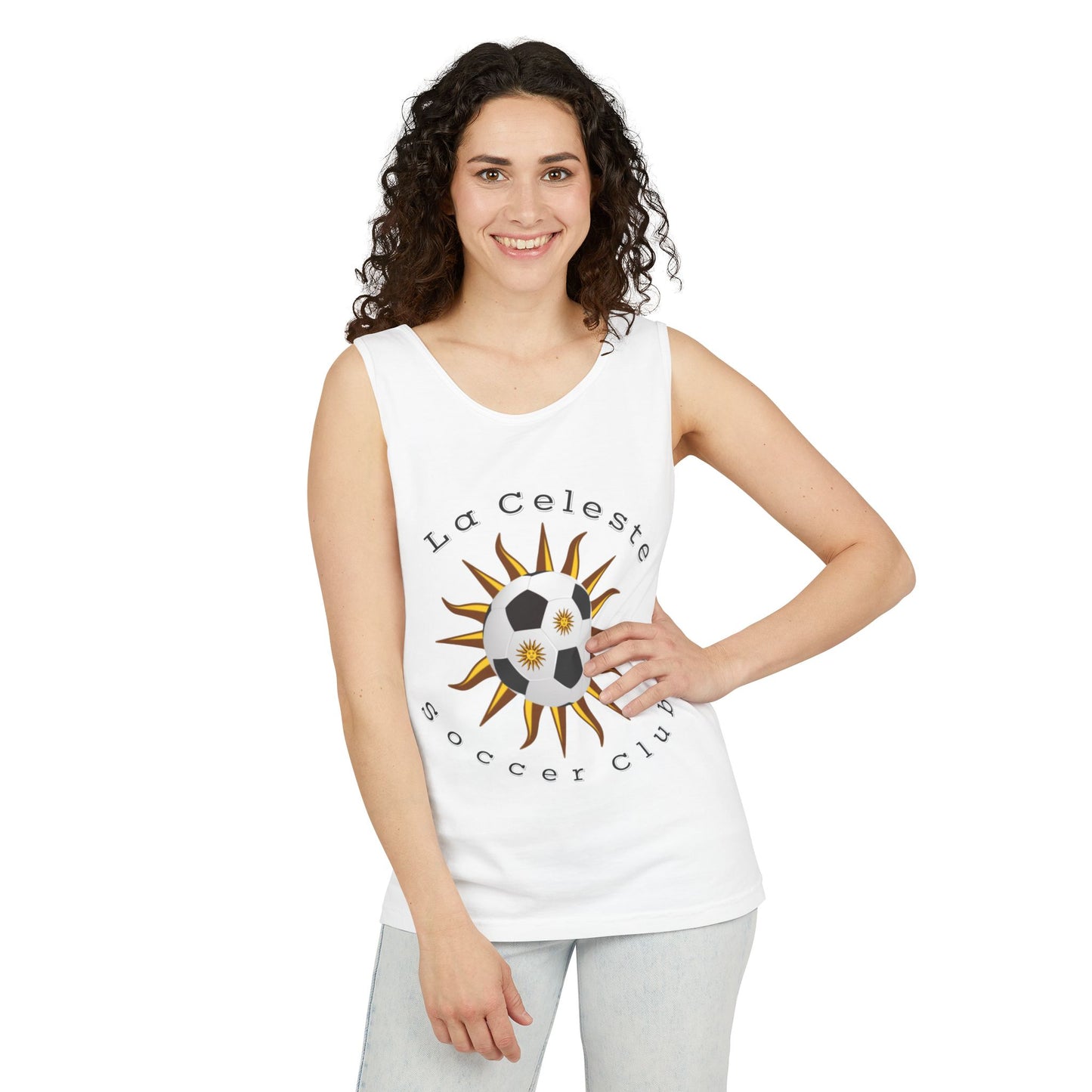 La Celeste Soccer Club Unisex Tank Top, Custom Soccer Team Top, Casual Athletic Wear, Summer Graphic Tee, Gifts for Soccer Lovers