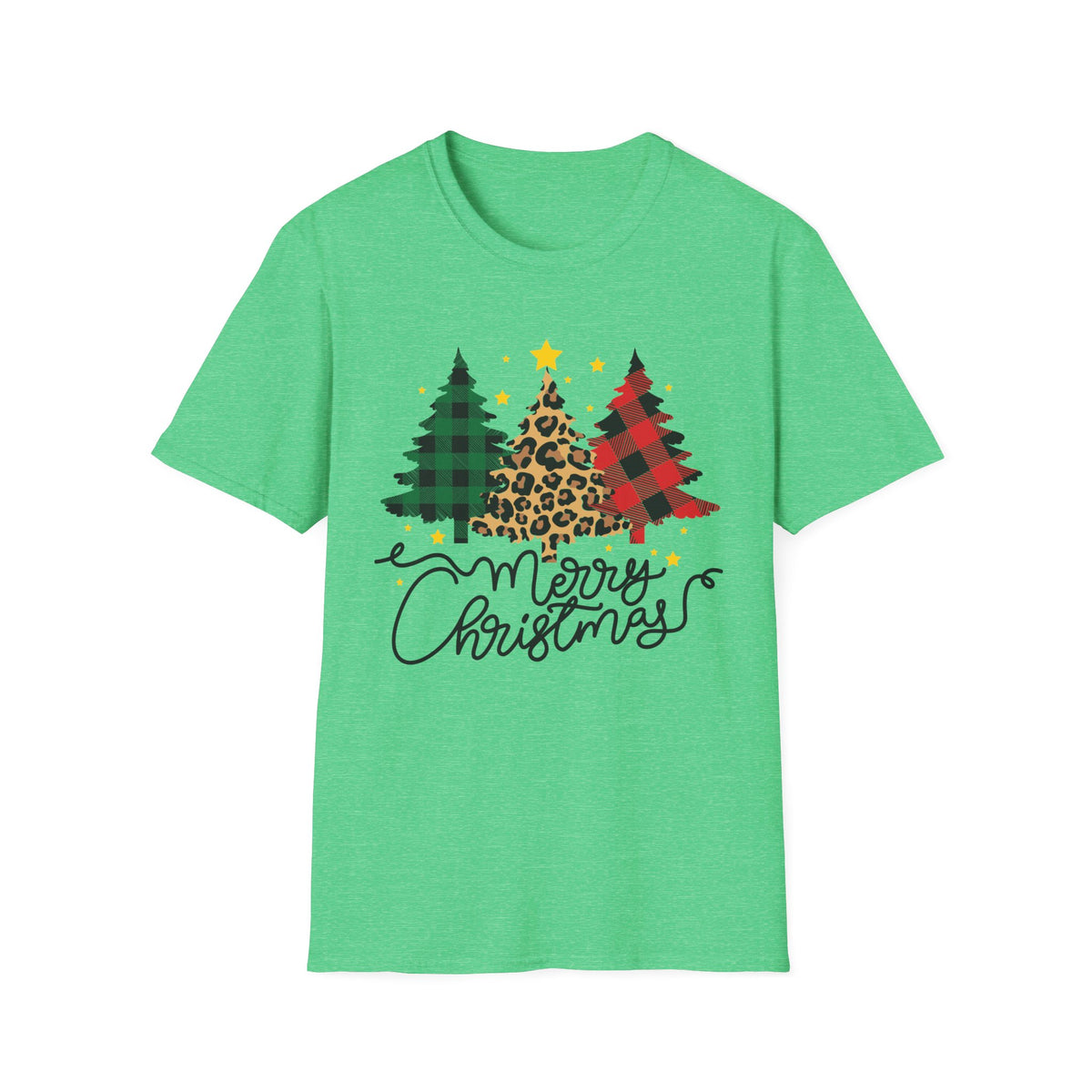 Christmas Buffalo Plaid & Leopard Tree T-Shirt — Merry Christmas Graphic Tee
