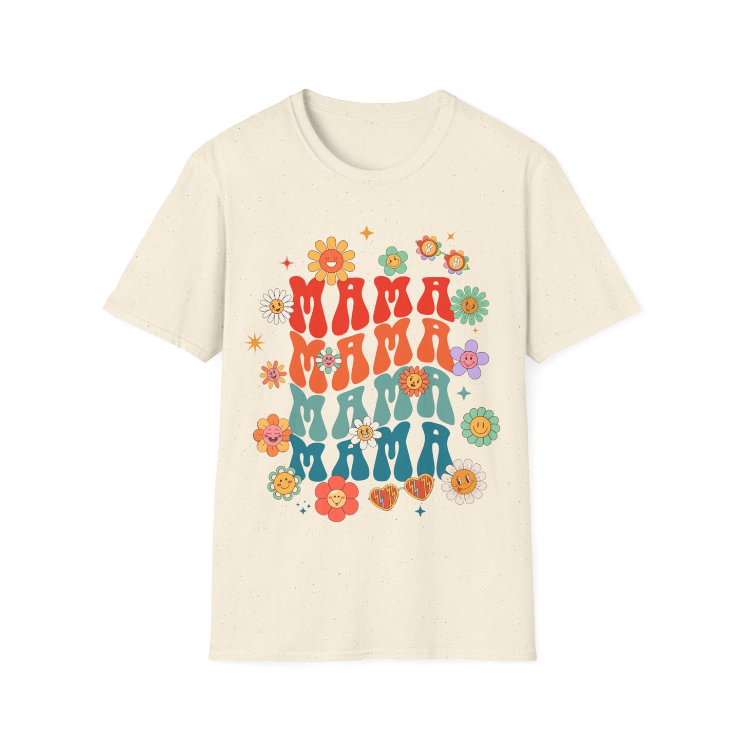 Colorful Floral Mama T-Shirt - Softstyle Tee for Moms