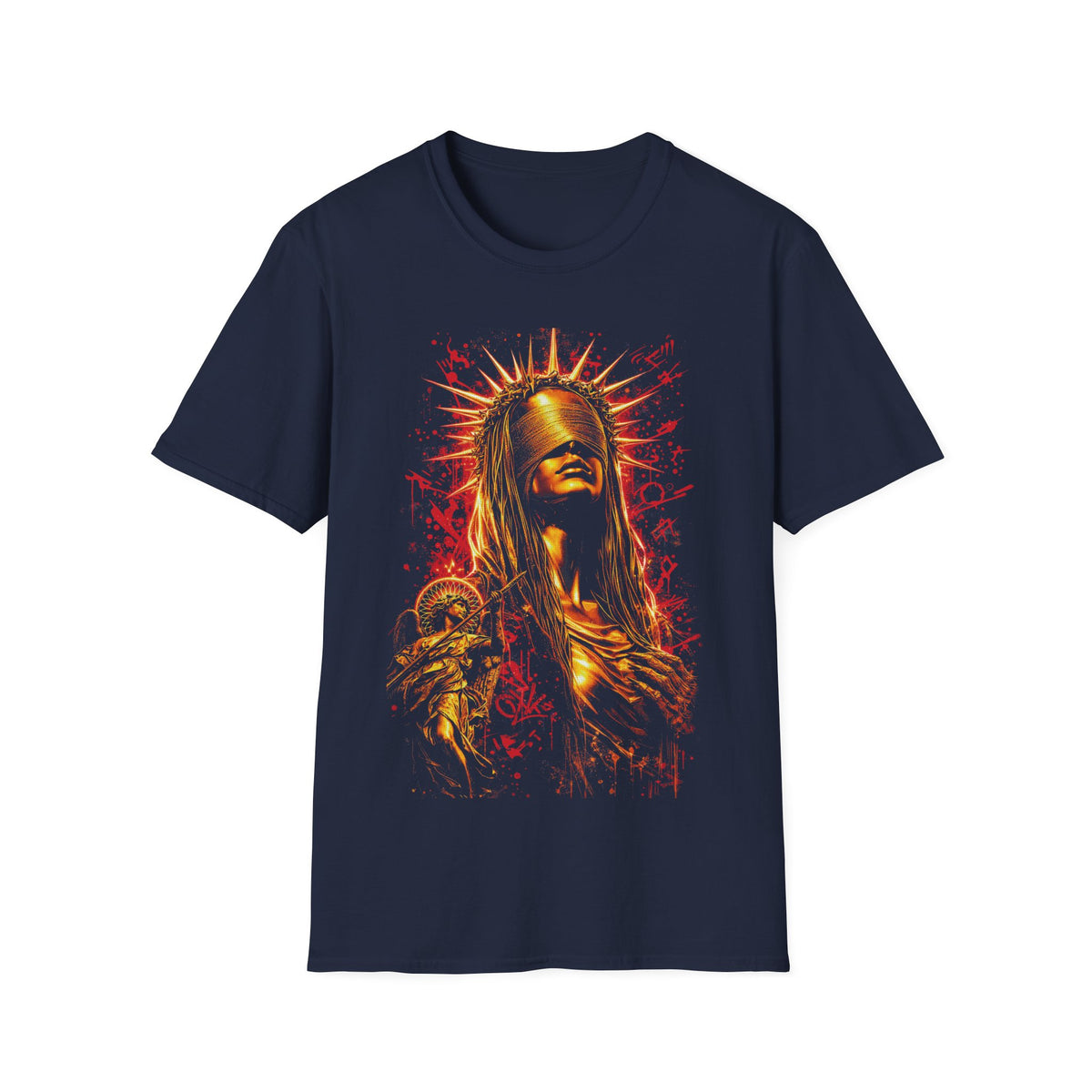 Saint of Flames T-Shirt — Fiery Religious Gothic Graphic Tee