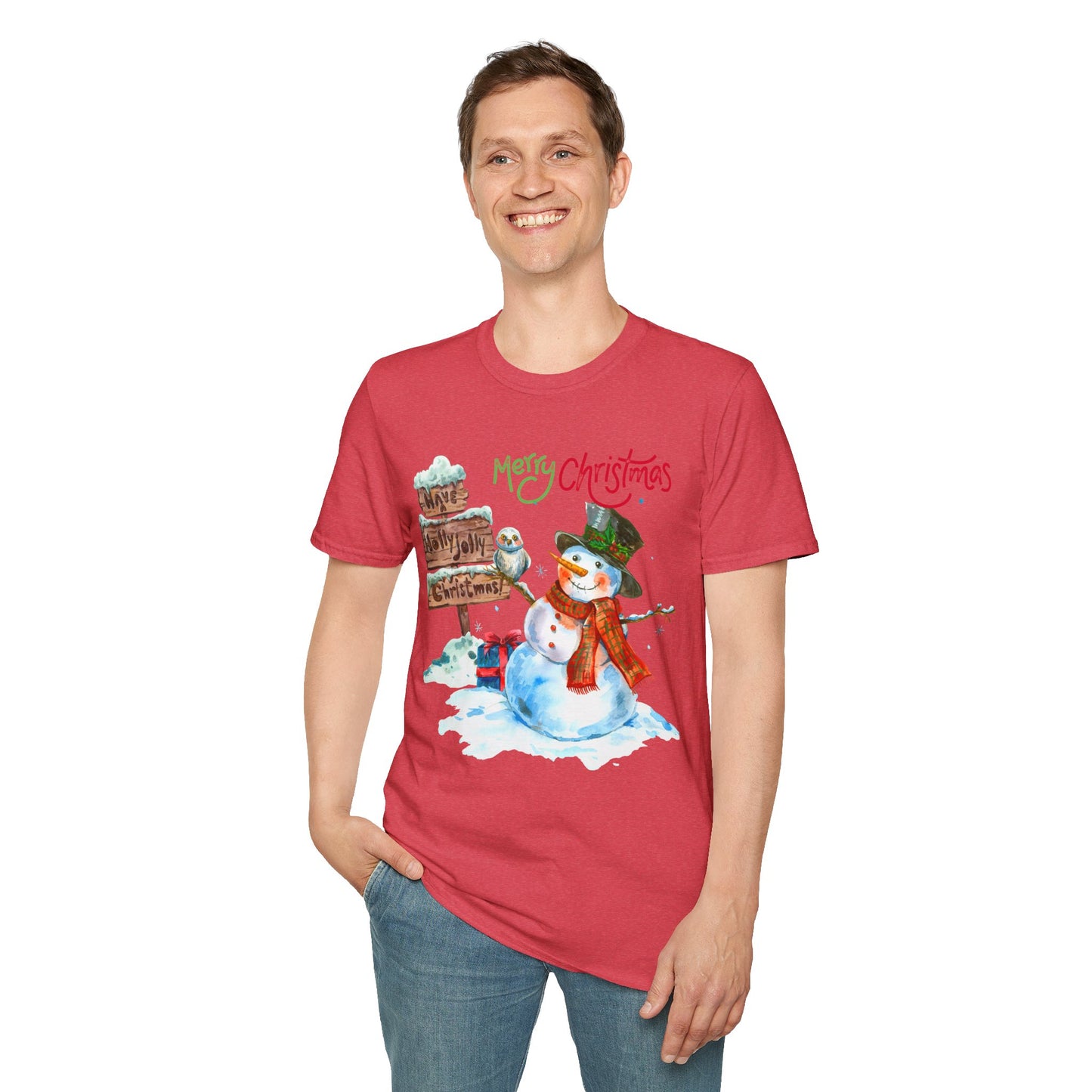 Frosty Fun Merry Christmas Snowman Unisex Tee