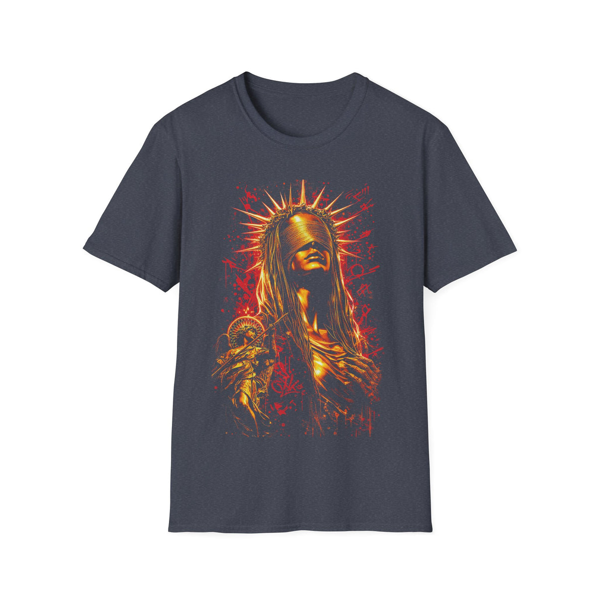 Saint of Flames T-Shirt — Fiery Religious Gothic Graphic Tee