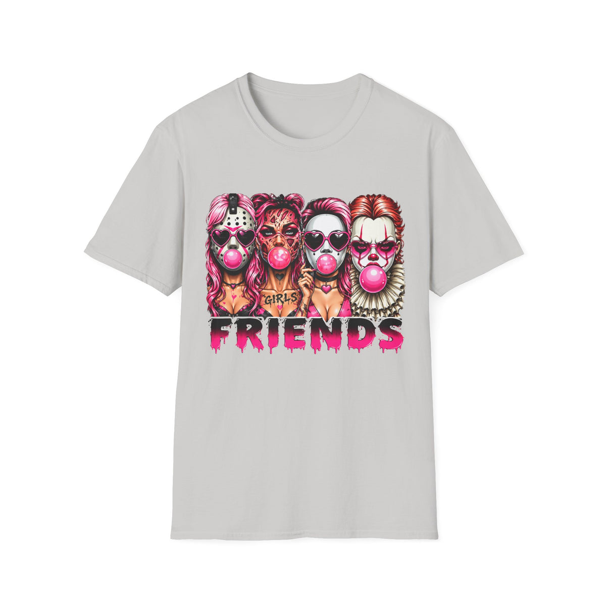 Friends Horror  Graphic T-Shirt – Colorful Retro Character Design