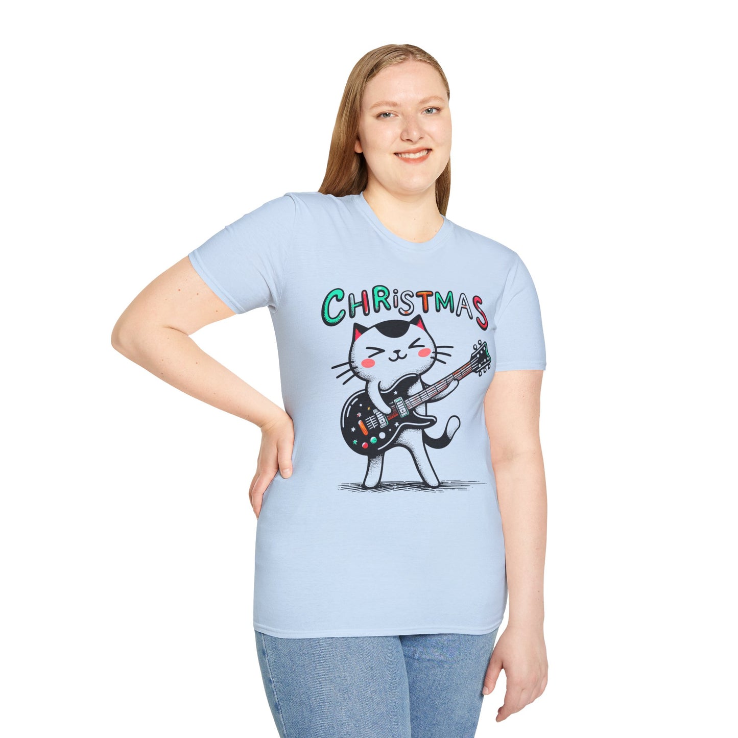 Rockin' Christmas Cat Guitar Groove Unisex Tee