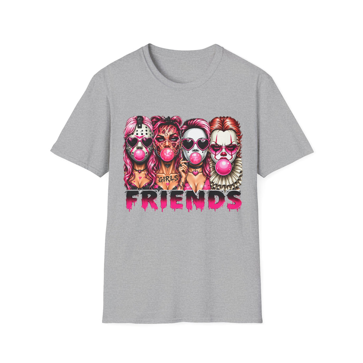 Friends Horror  Graphic T-Shirt – Colorful Retro Character Design