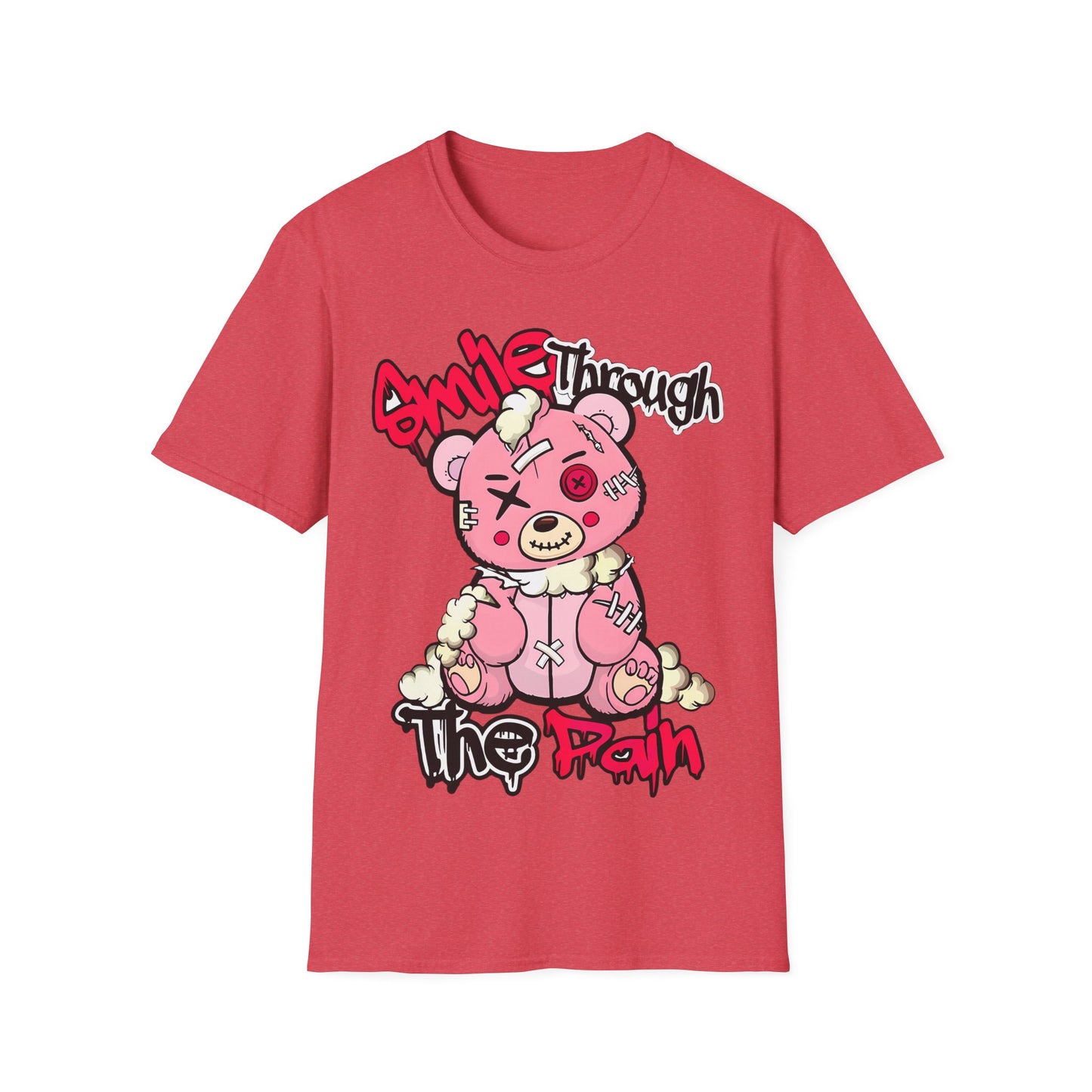 Smile Through The Pain T-Shirt — Cute Grunge Pink Teddy Graphic Tee