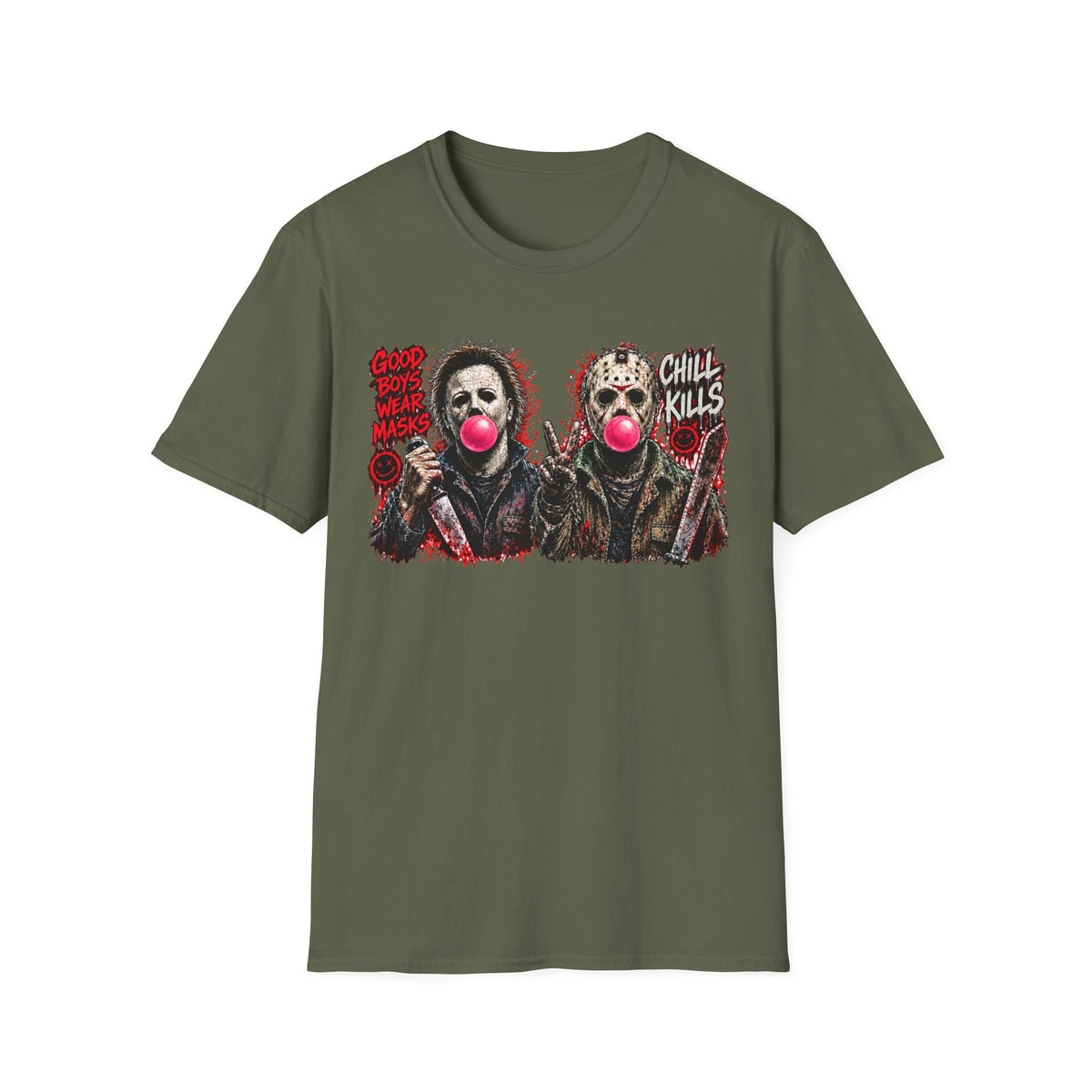 Masked Duo Horror Graphic T-Shirt