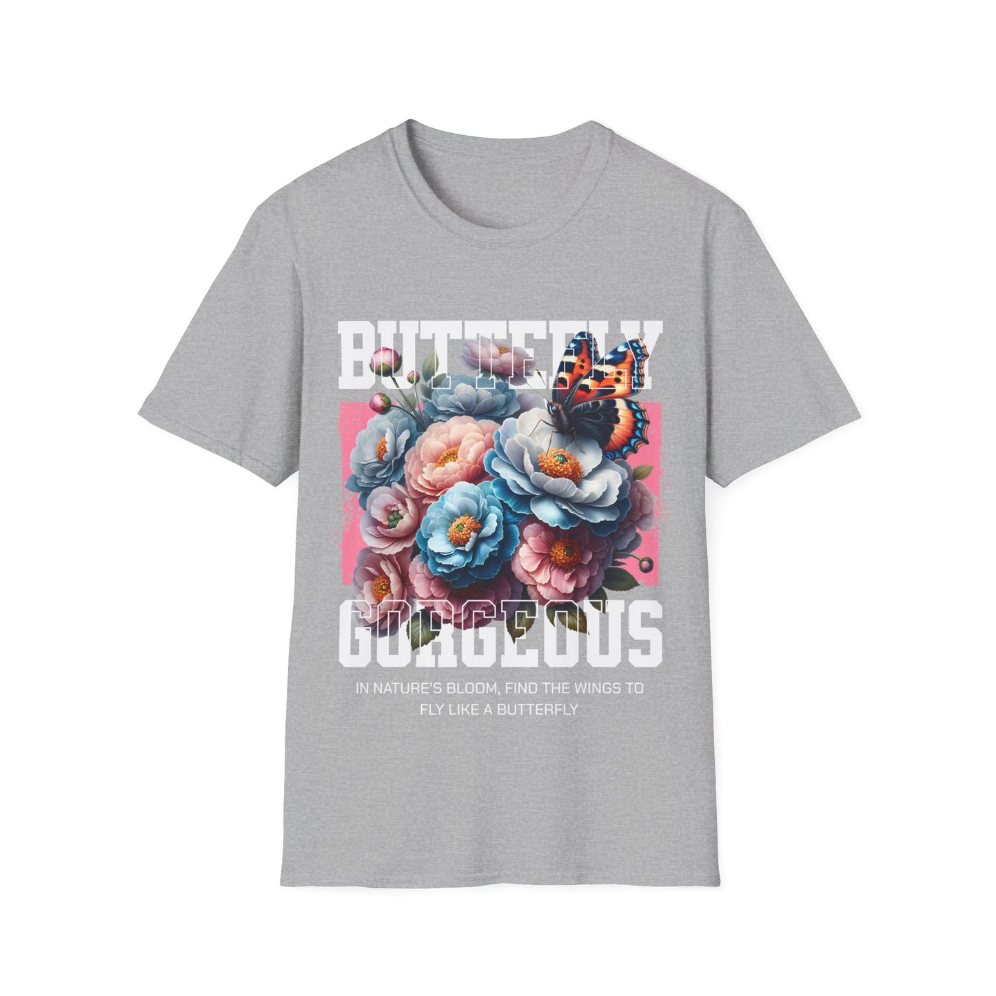 Butterfly Gorgeous Floral T-Shirt — Vintage Rose & Monarch Graphic Tee