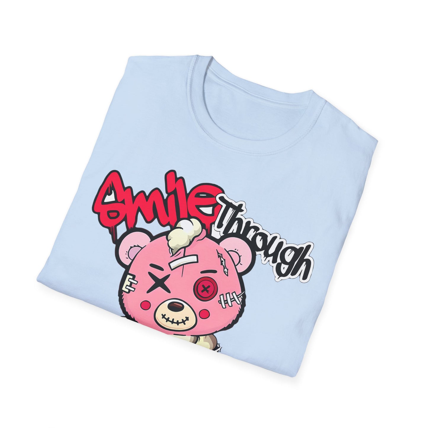 Smile Through The Pain T-Shirt — Cute Grunge Pink Teddy Graphic Tee