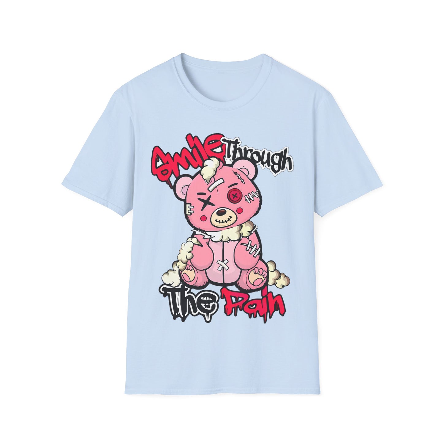 Smile Through The Pain T-Shirt — Cute Grunge Pink Teddy Graphic Tee