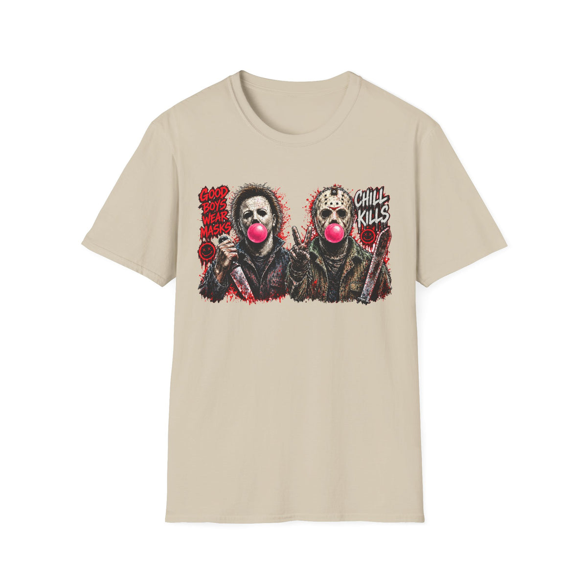Masked Duo Horror Graphic T-Shirt