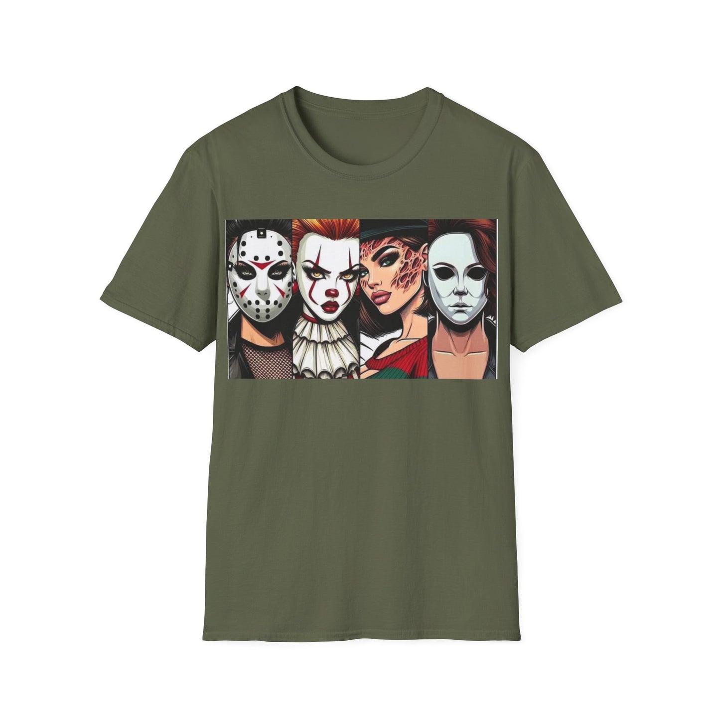 Horror Icons Graphic T-Shirt — Masks Collage Halloween Tee