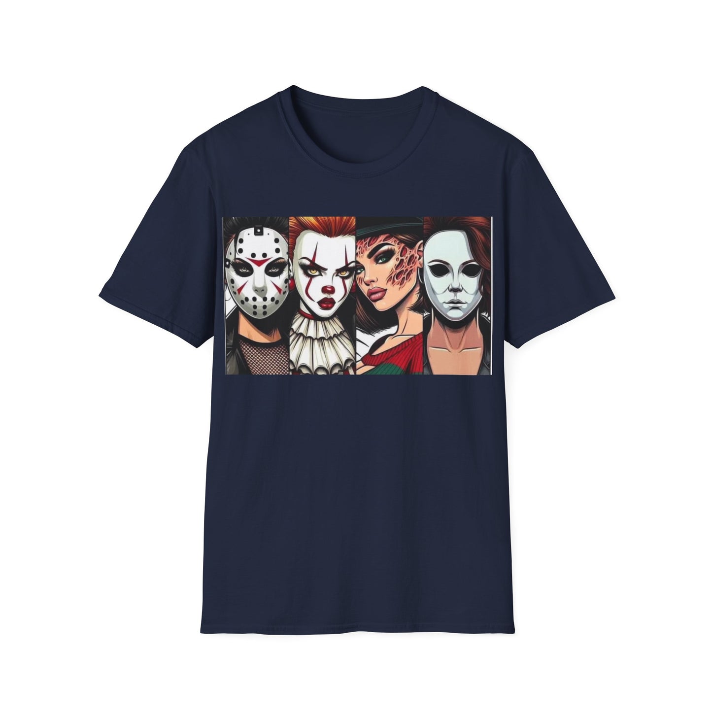 Horror Icons Graphic T-Shirt — Masks Collage Halloween Tee