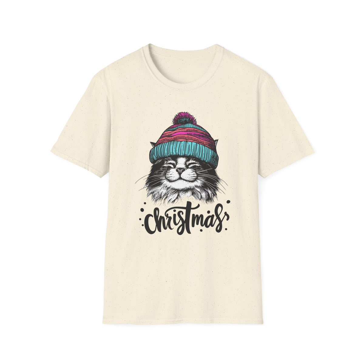 Christmas Cat Tee — Cozy Beanie Cat Graphic T-Shirt
