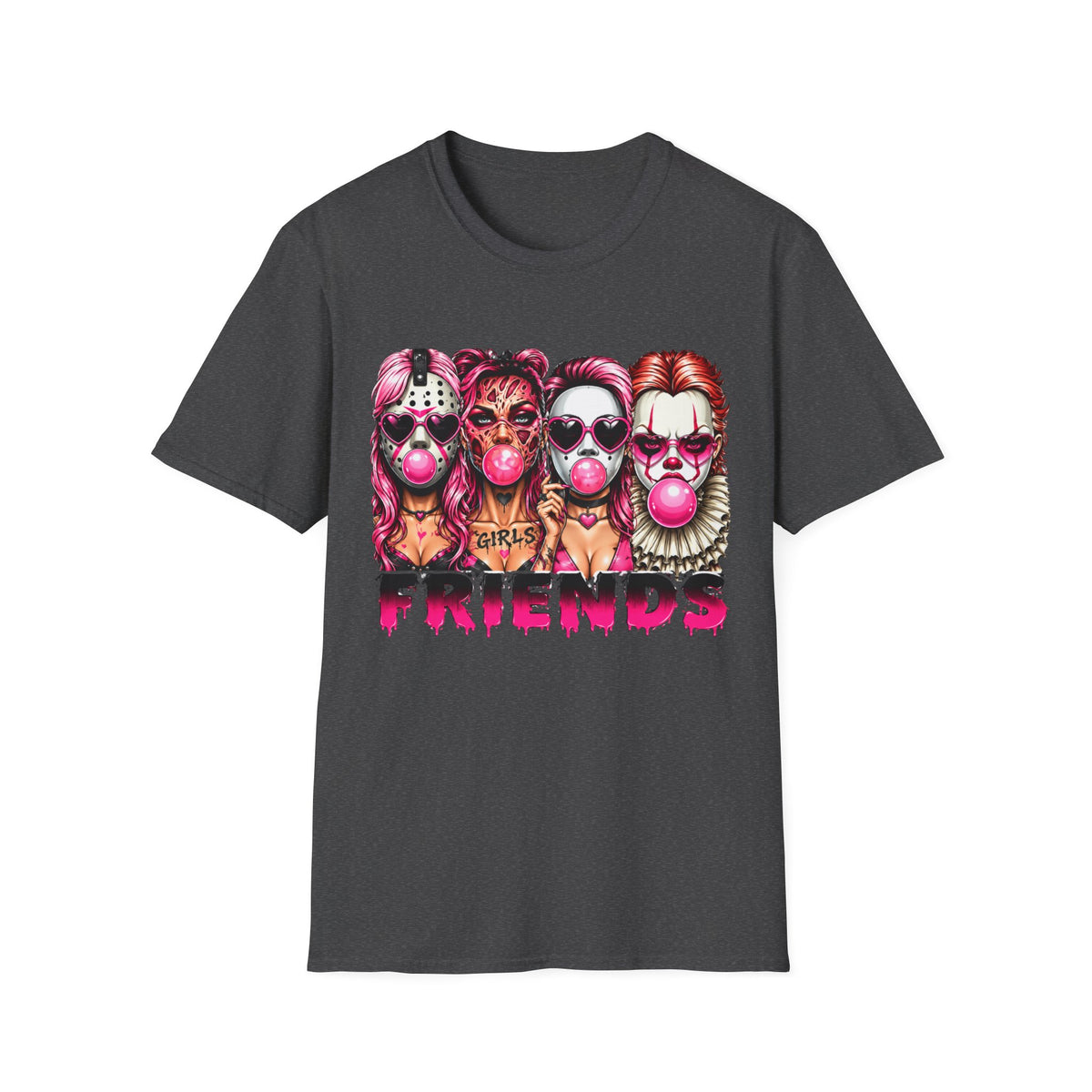Friends Horror  Graphic T-Shirt – Colorful Retro Character Design