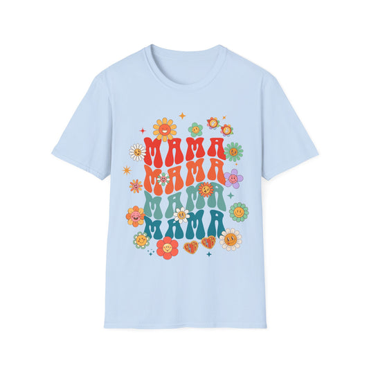 Colorful Floral Mama T-Shirt - Softstyle Tee for Moms