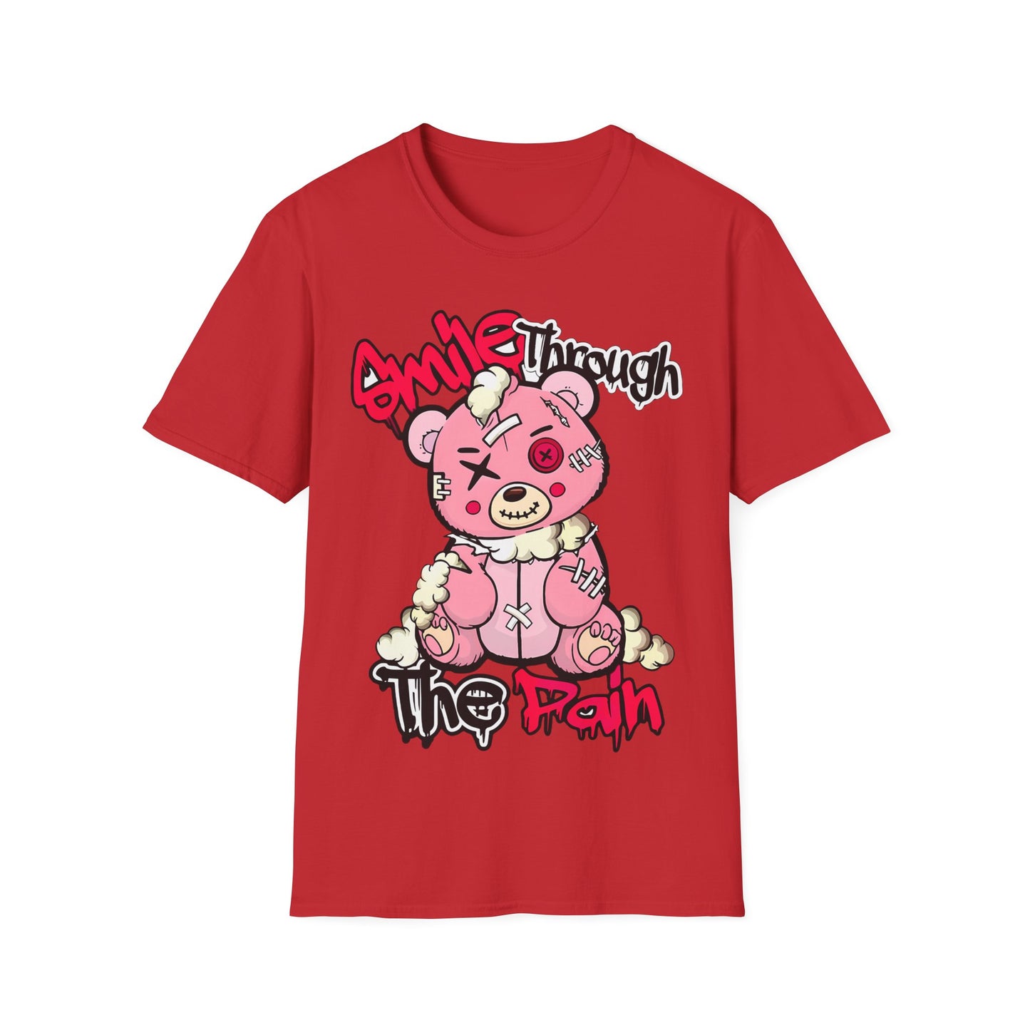 Smile Through The Pain T-Shirt — Cute Grunge Pink Teddy Graphic Tee