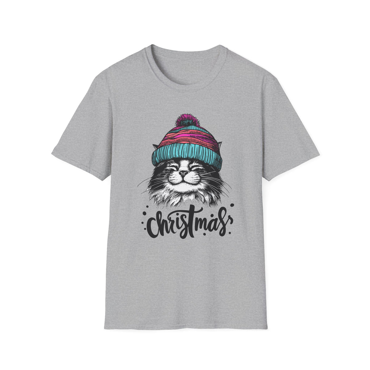 Christmas Cat Tee — Cozy Beanie Cat Graphic T-Shirt