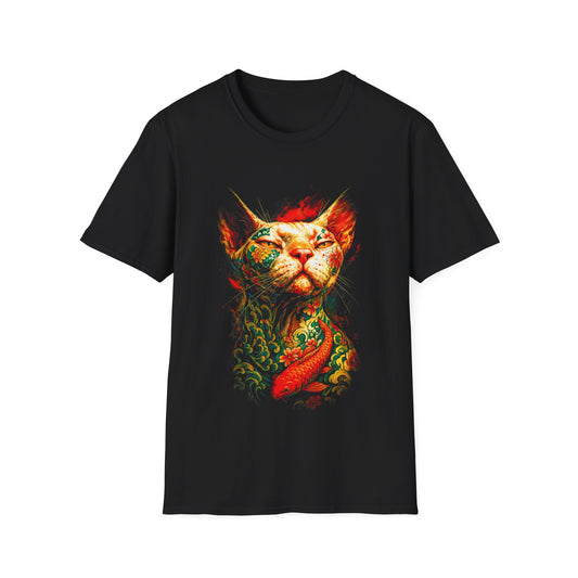 Regal Koi Cat T-Shirt — Vibrant Oriental Cat & Koi Fish Graphic Tee