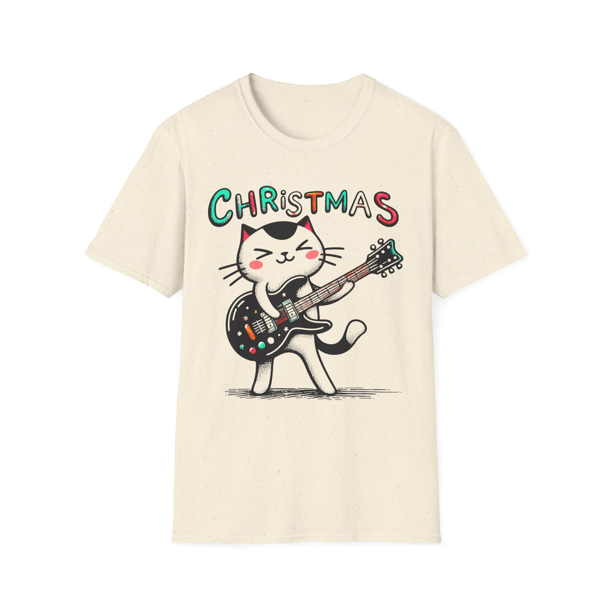Christmas Cat Guitar T-Shirt