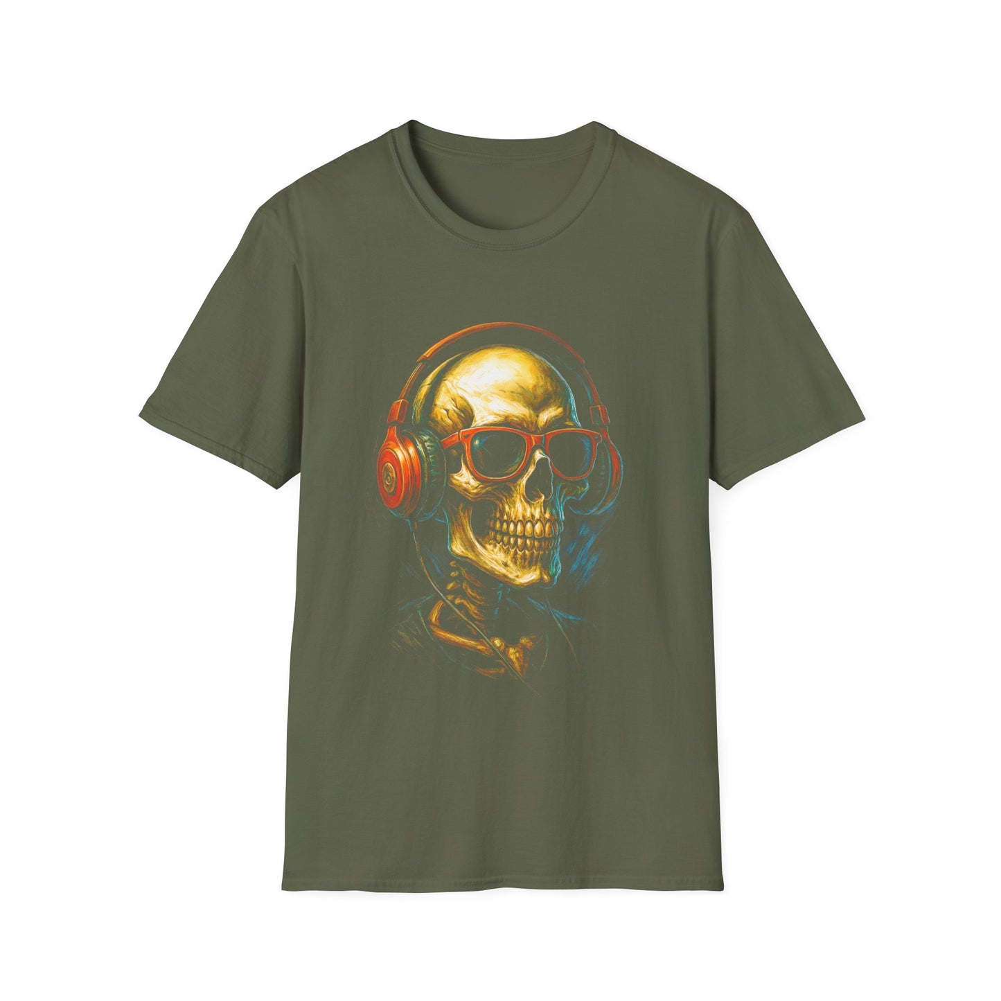 Skull DJ Graphic T-Shirt – Retro Headphones & Sunglasses Rock Tee