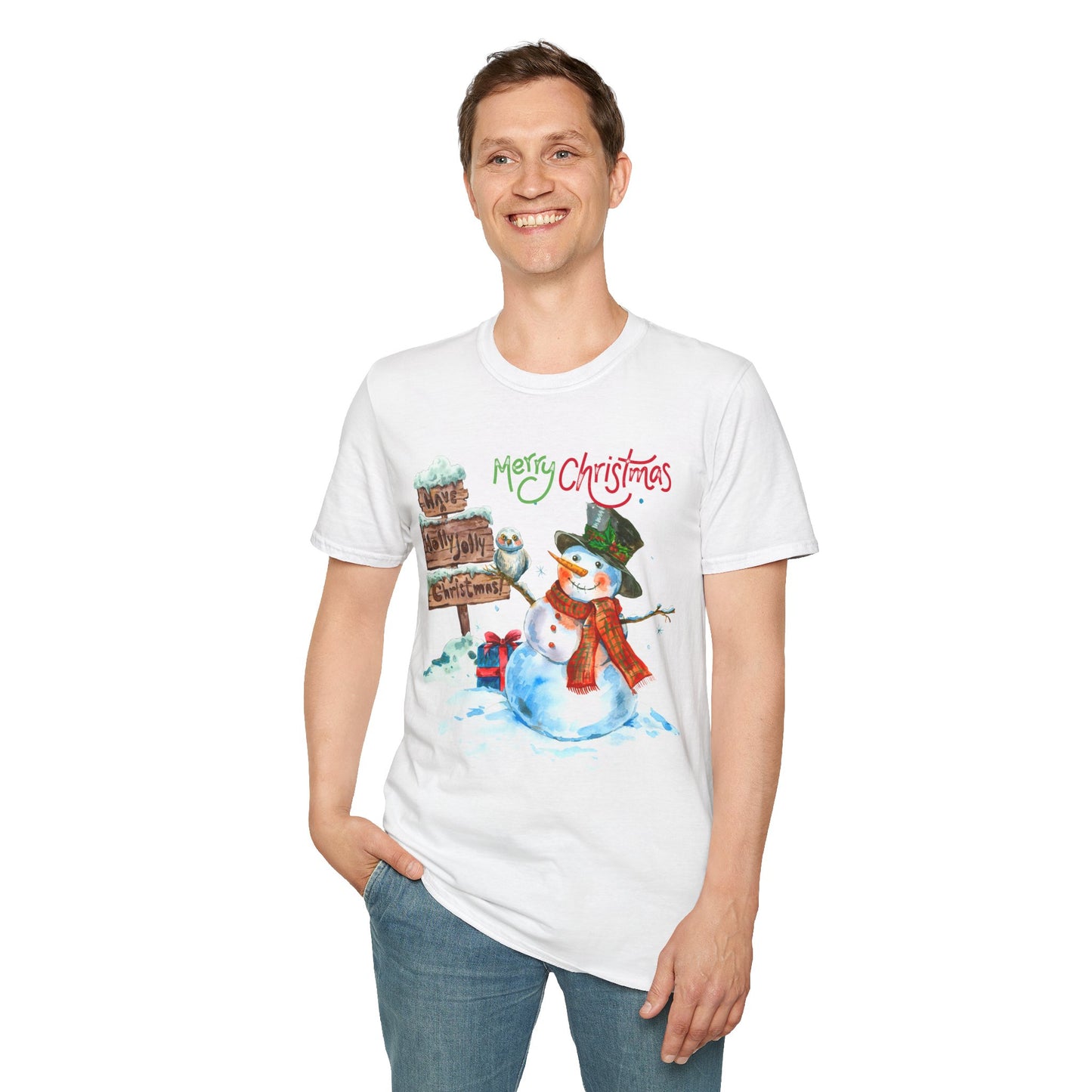 Frosty Fun Merry Christmas Snowman Unisex Tee