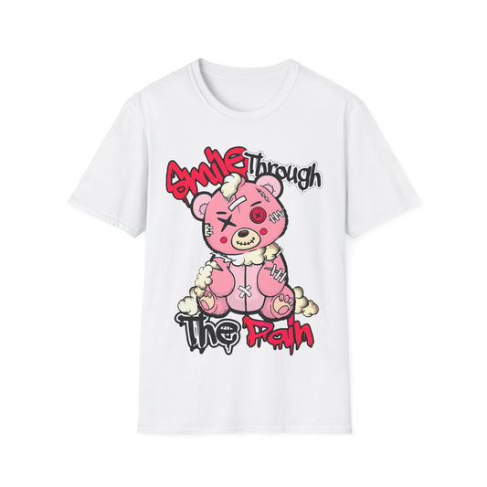 Smile Through The Pain T-Shirt — Cute Grunge Pink Teddy Graphic Tee