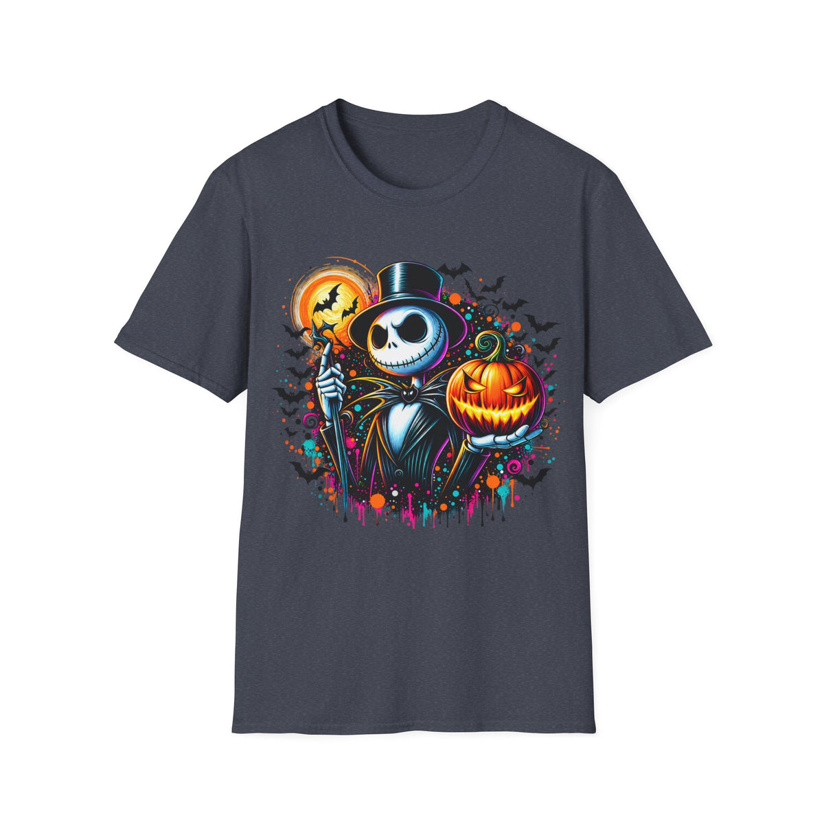 Halloween Jack Skellington T-Shirt — Pumpkin & Bats Spooky Tee