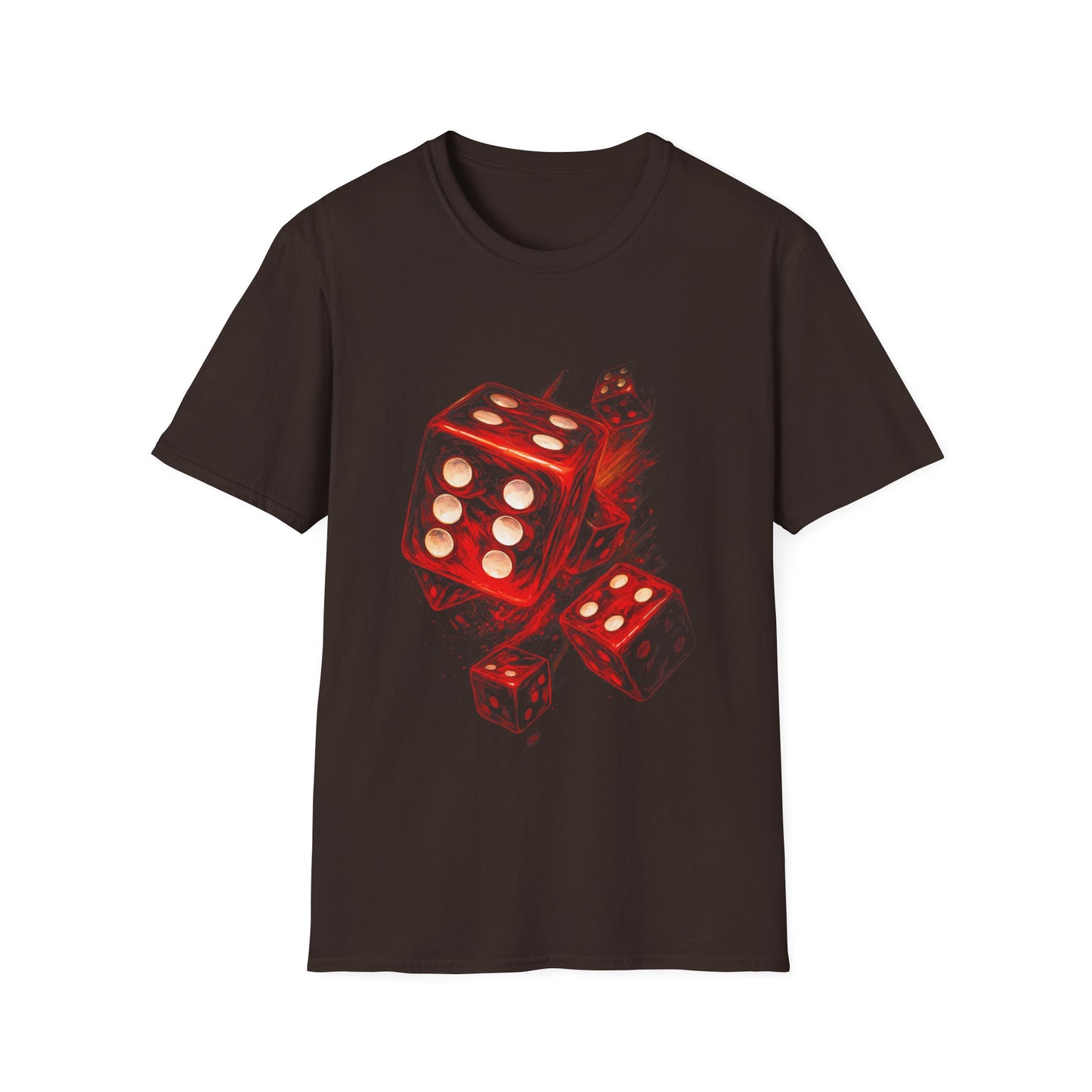 Dice Flames T-Shirt — Red Flaming Dice Graphic Tee for Gamers & Risk-Takers
