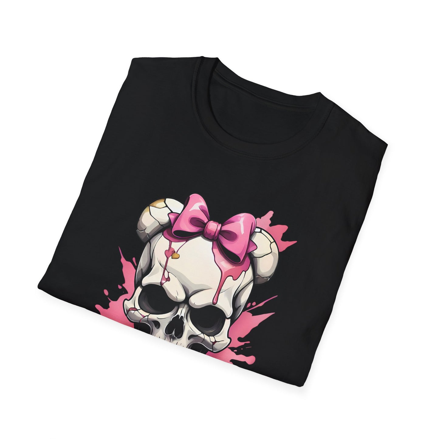 Skull Girl Graphic T-Shirt — Pink Bow Punk Skull Tee