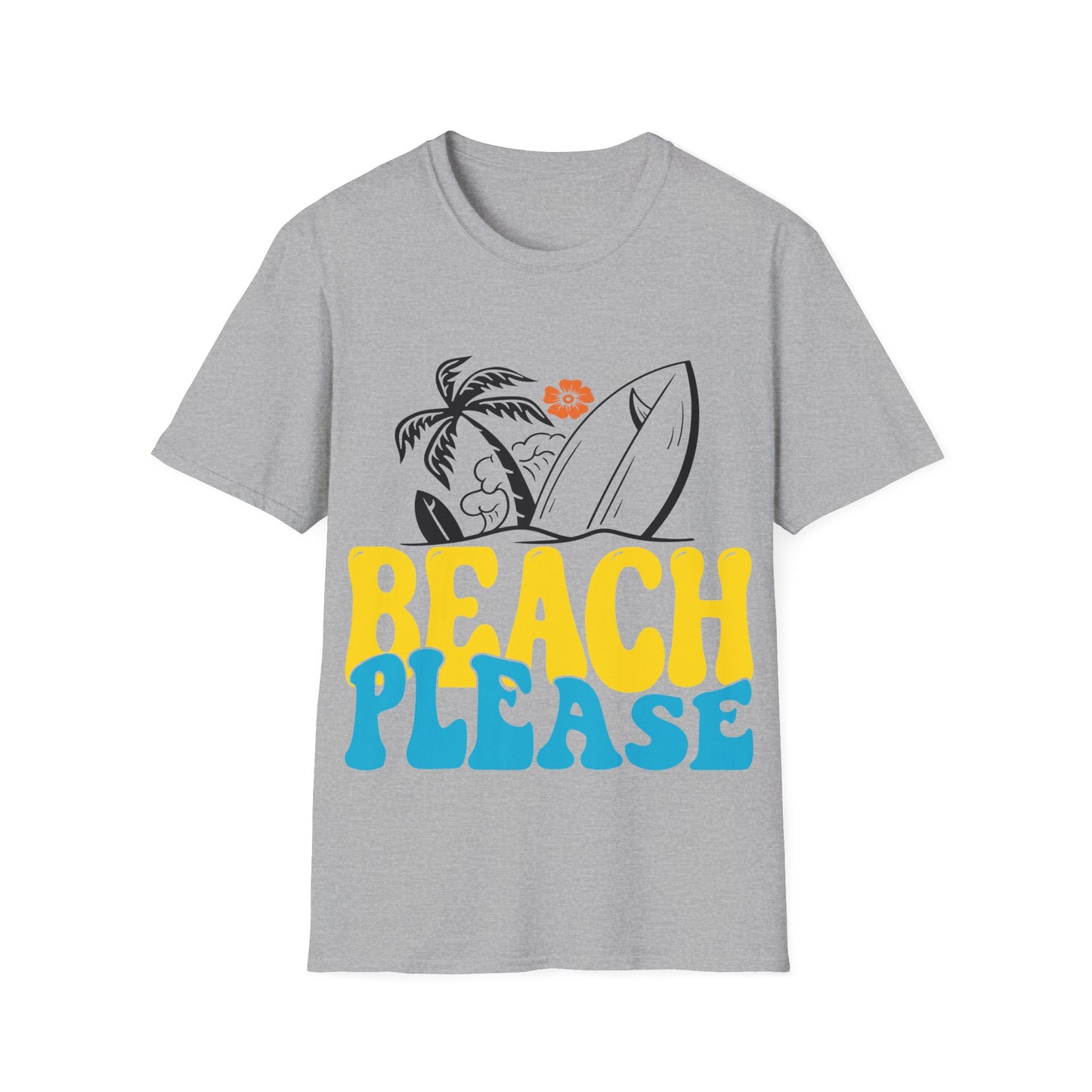 Beach Please T-Shirt – Retro Surf Palm Tree Tee