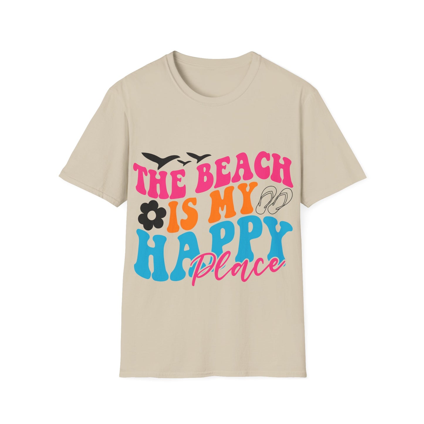 The Beach is my Happy Place ,Unisex Softstyle T-Shirt