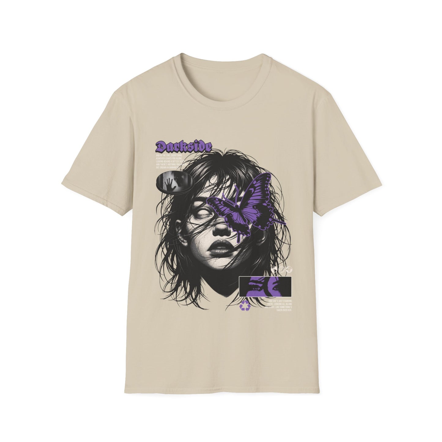Graphic Tee - Moody Portrait with Purple Butterfly Accent