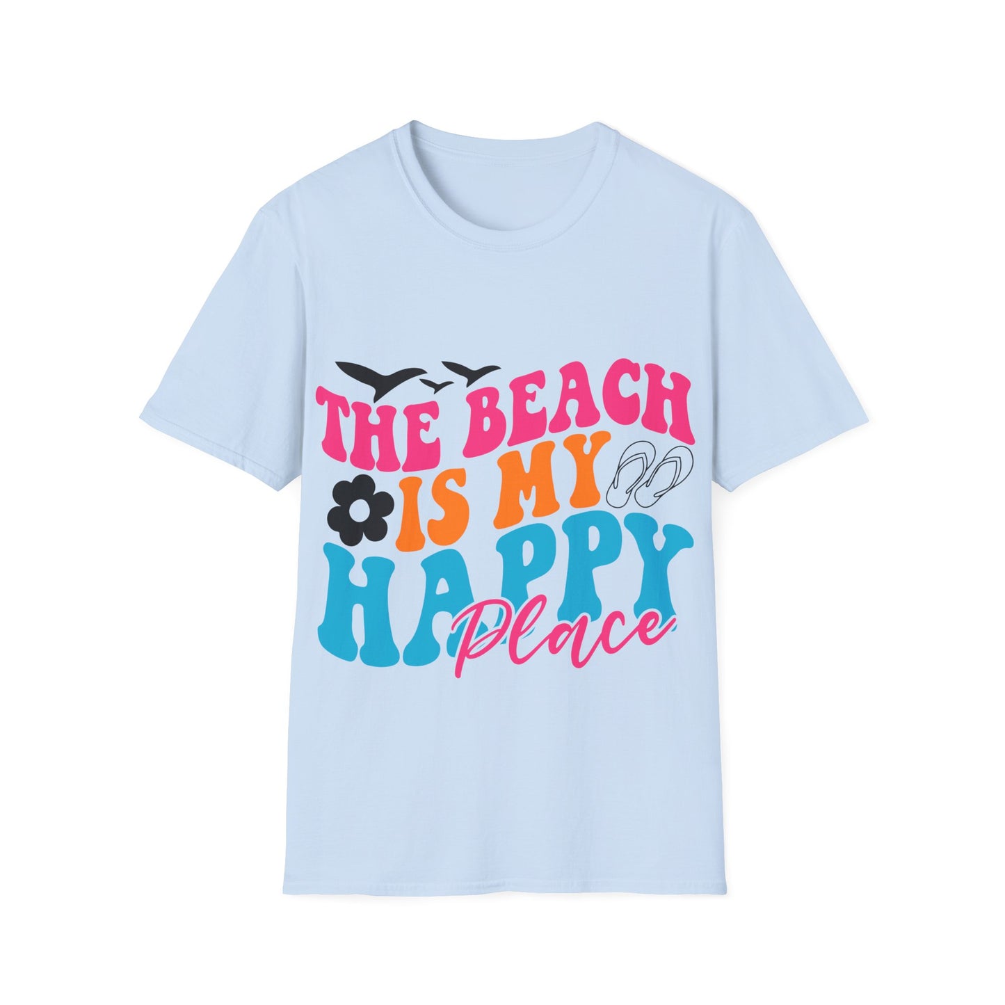 The Beach is my Happy Place ,Unisex Softstyle T-Shirt