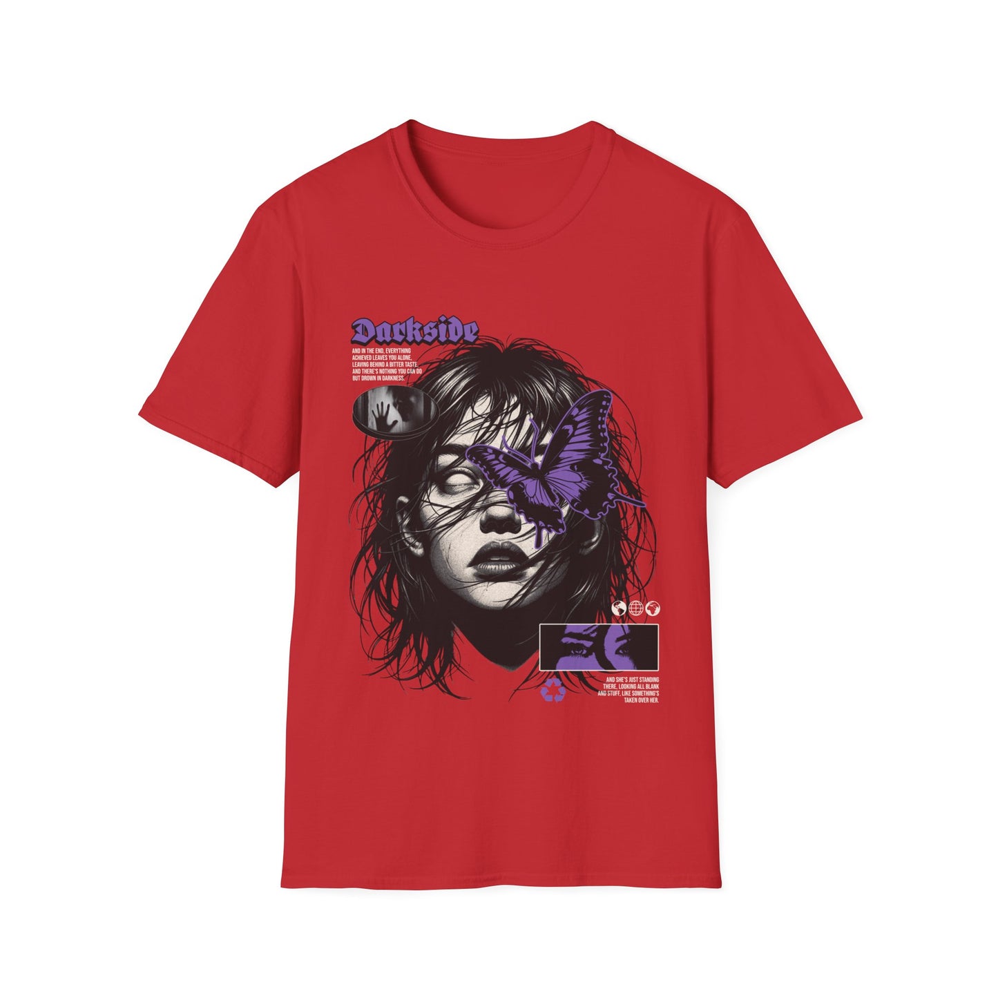 Graphic Tee - Moody Portrait with Purple Butterfly Accent