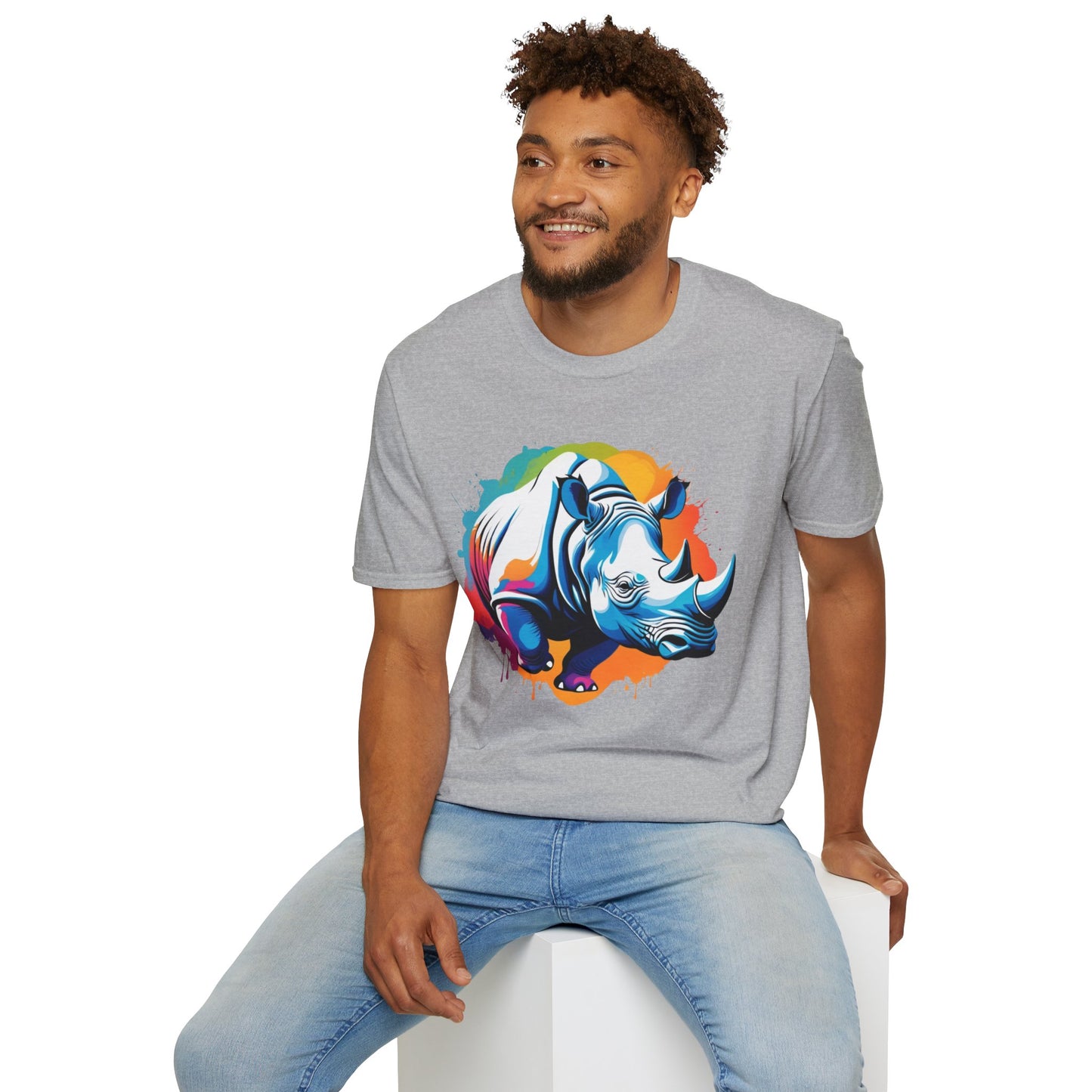 Multicolored Rhino Graphic Unisex  T-Shirt