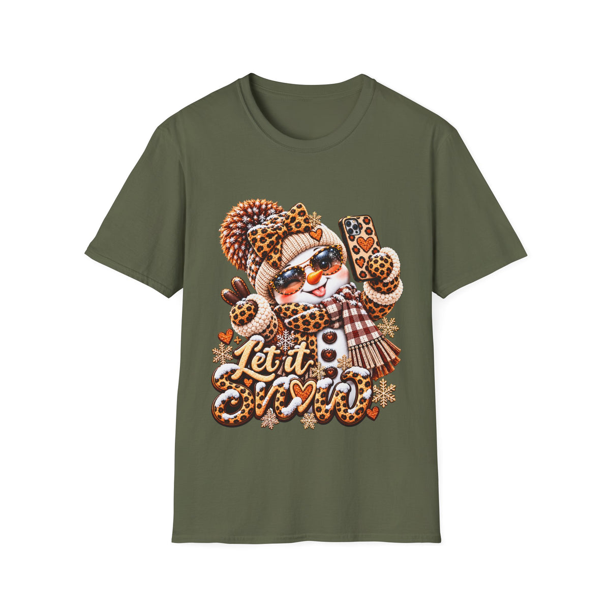 Let It Snow Leopard Christmas T-Shirt