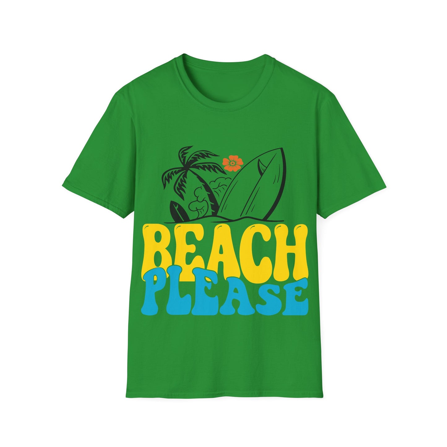 Beach Please T-Shirt – Retro Surf Palm Tree Tee